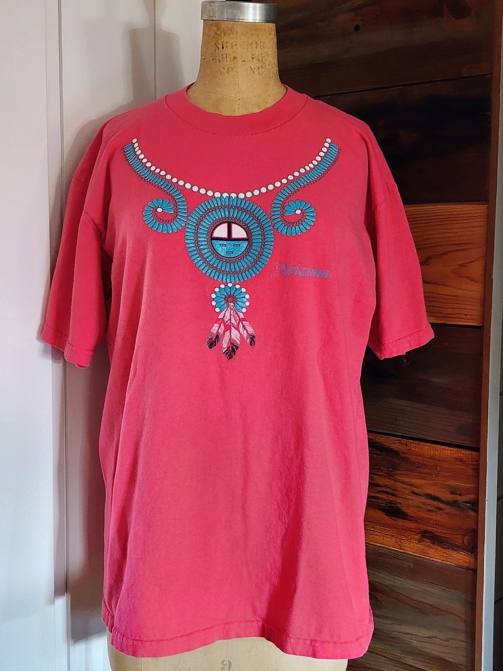 Vintage Gildan Arizona Tee with Turquoise Necklace Graphic